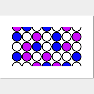 Abstract circle pattern grid with blue and purple colours - illustration Posters and Art